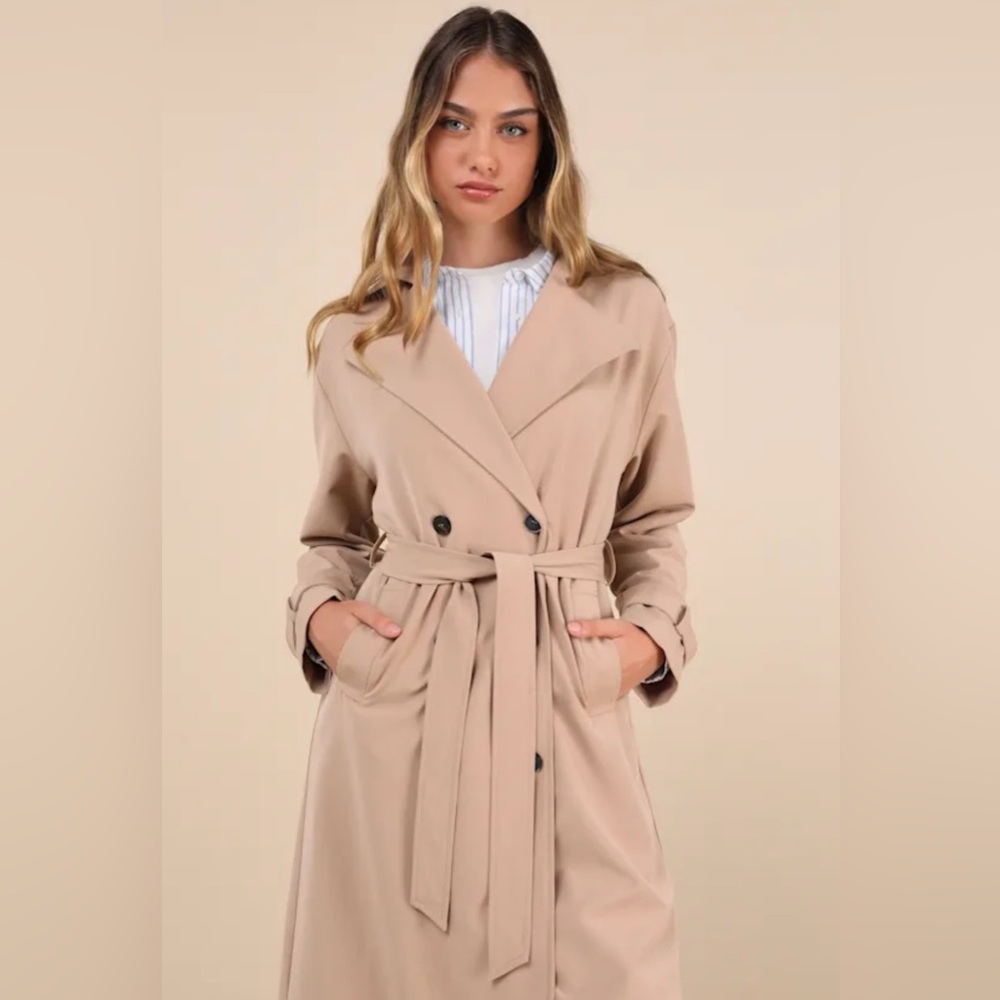 Lulus Elevated Weather Beige Belted Trench Coat